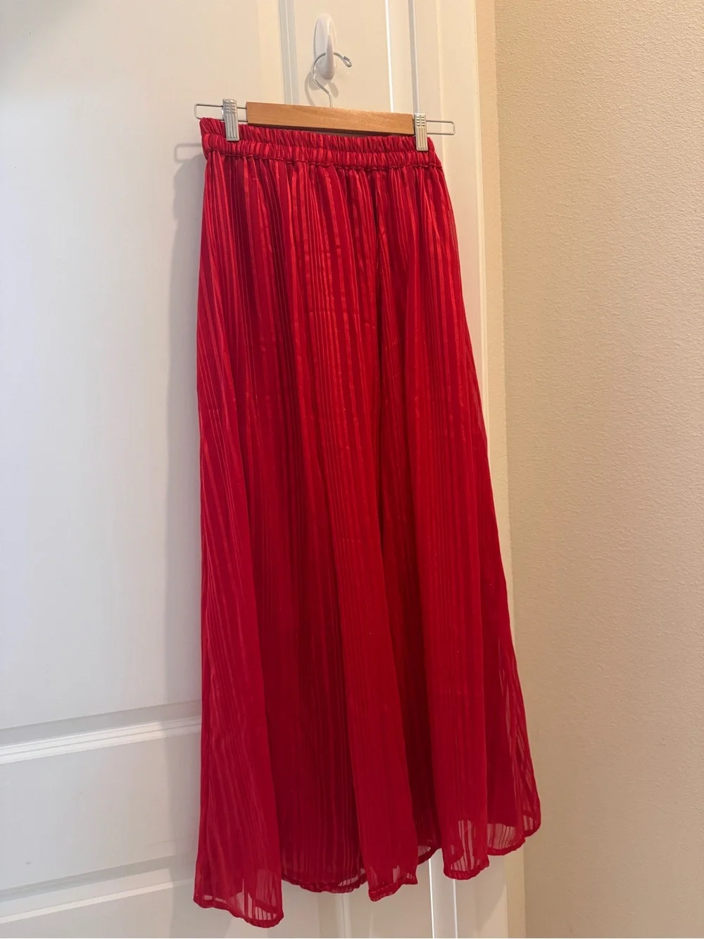 HER Destiny Pleated Red Skirt with Tie Waist - Picture 2 of 5